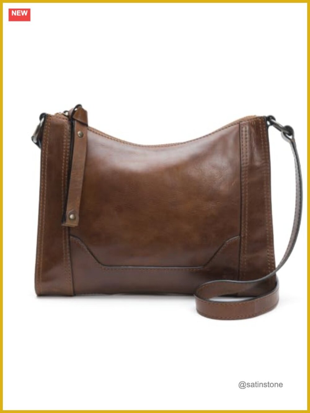 Antique Pull Up Leather Crossbody Bag with Adjustable Strap & Pockets